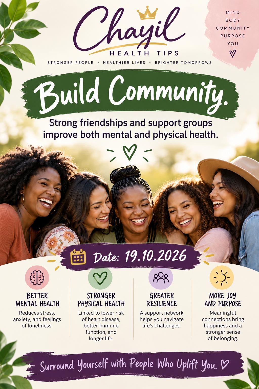 Health Tips artwork for 19 October 2026 — Build Community